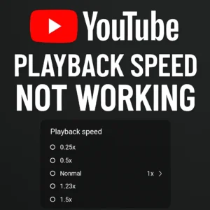 "YouTube playback speed not working error screen with speed options stuck at 1x"